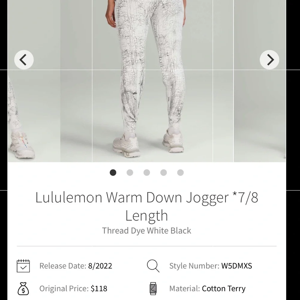 Lululemon Warm Down Jogger 7/8 Length Thread Dy White Black size 2 - Picture 10 of 10
